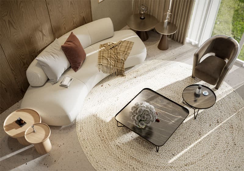 Elegant luxury sofa in a spacious living room