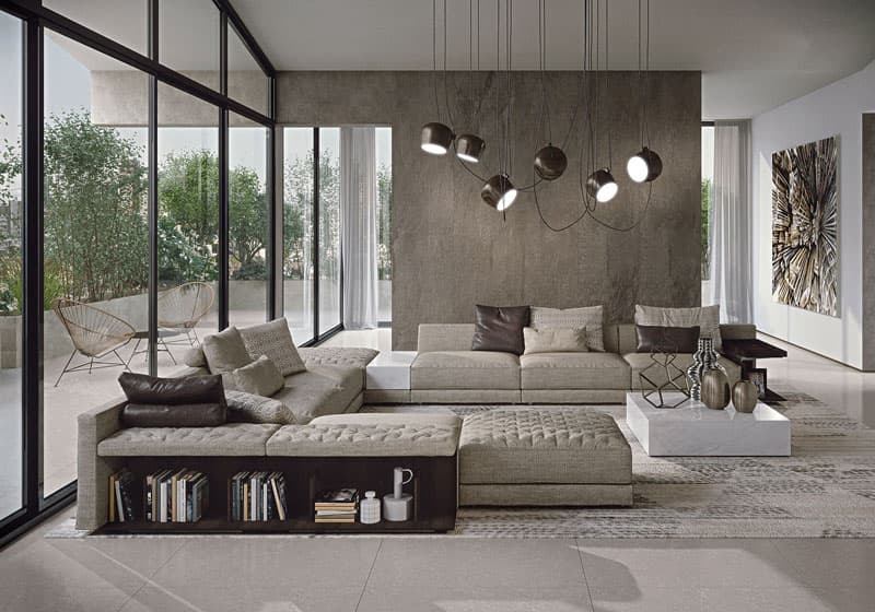 Elegant luxury sofa by Frigerio in a spacious living room