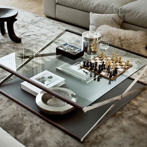 Nox 80 Satin Taupe Glass Coffee Tableby Quick Ship