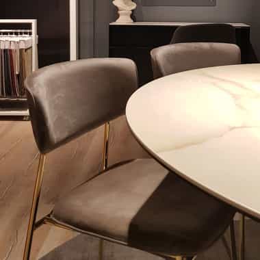 Upholstered Dining Chairs on Display by FCI London