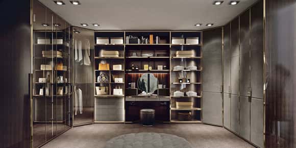Luxurious Walk-In Wardrobe with dressing table by FCI London