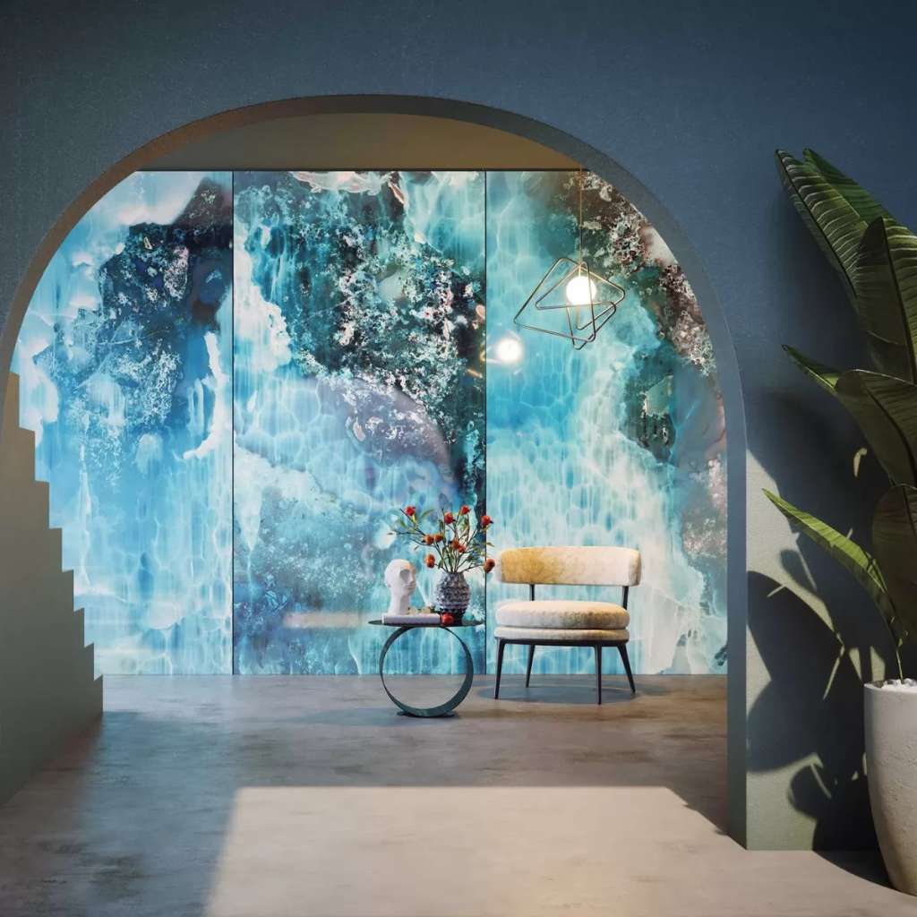 Stylish Tecnografica luxurious blue wall panels.
