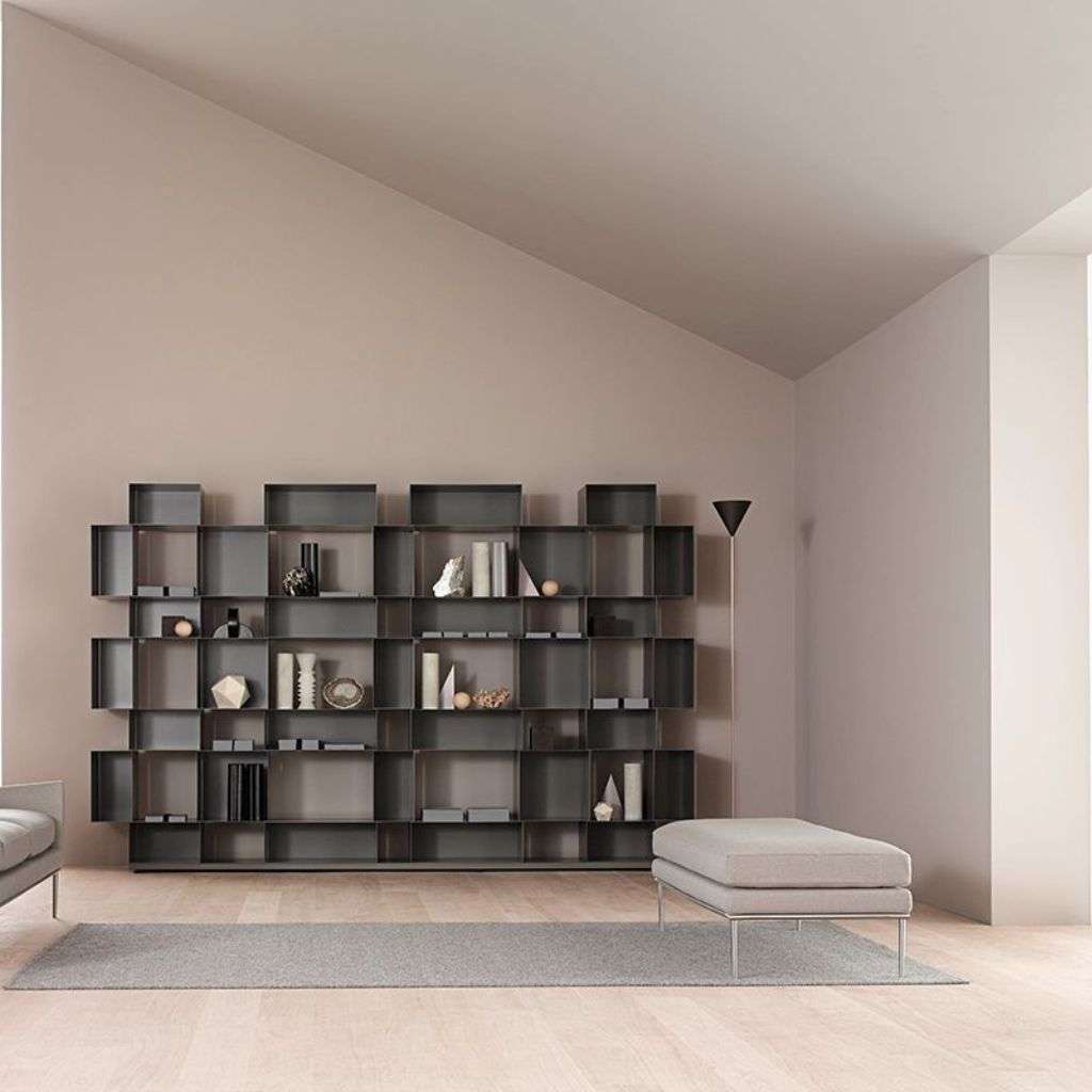 Amura modern bookshelf with clean lines in a neutral-toned room. 