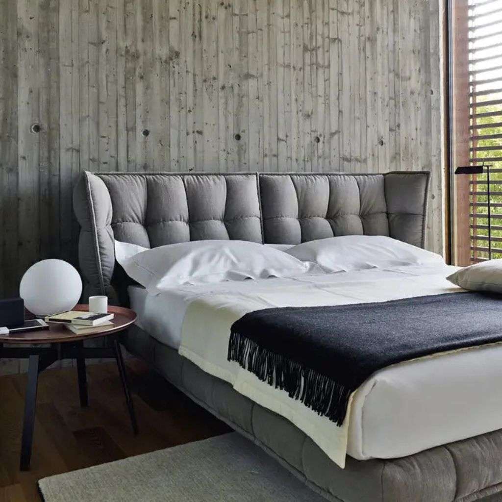 B&B Letti tufted bedframe and modern decor adding comfort and elegance to the bedroom.