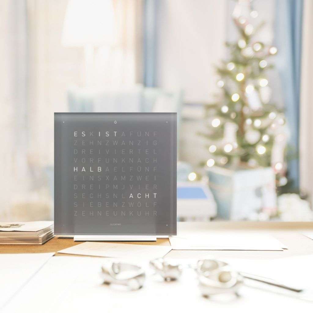 Biegert & Funk's clean, white clock design, perfect for a festive and cozy holiday setup.
