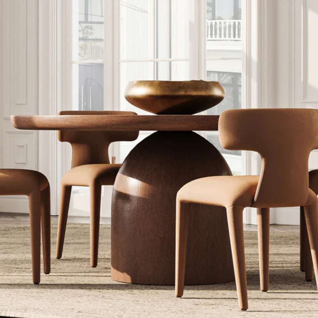 Blanco Moren wooden chairs and tables, perfect for a warm, inviting dining area.