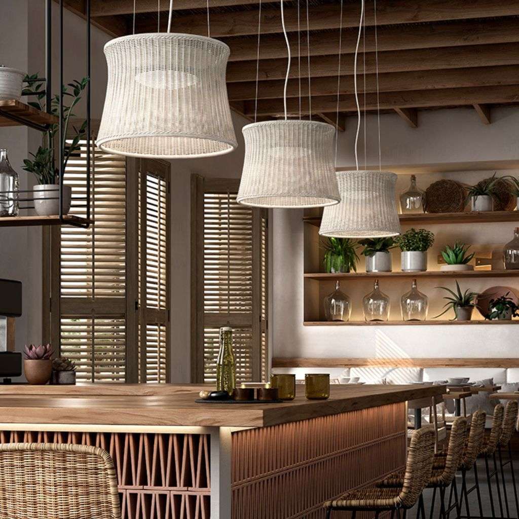 Bover outdoor lighting setting the tone for a laid-back, open-air lounge.