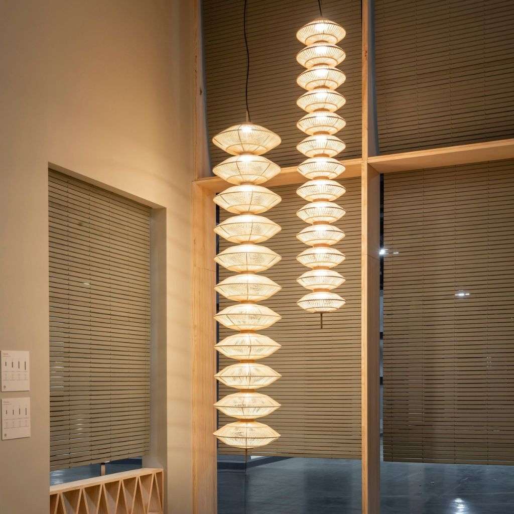 Bover pendant lights creating an ambient atmosphere in a cozy dining room.