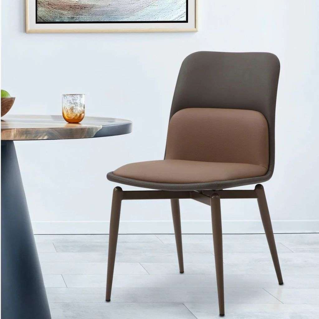 Brune dining chair with brown and grey color combination.