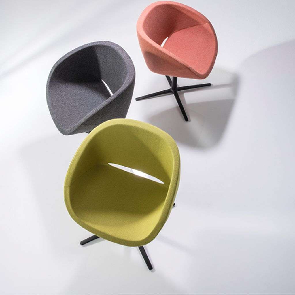 Brune designer chairs in modern, stylish colors and unique shape.