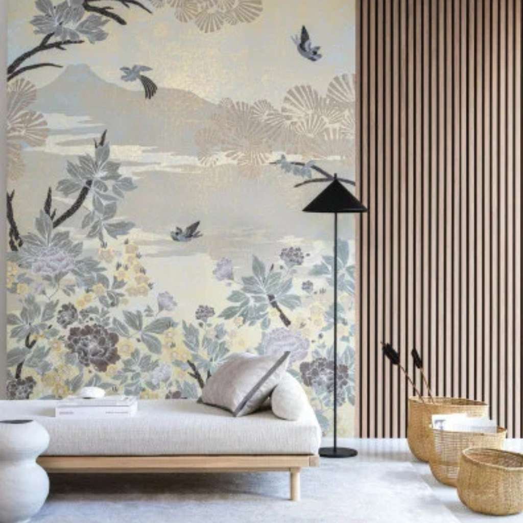 CASAMANCE pastel botanical wall mural featuring nature-inspired design.