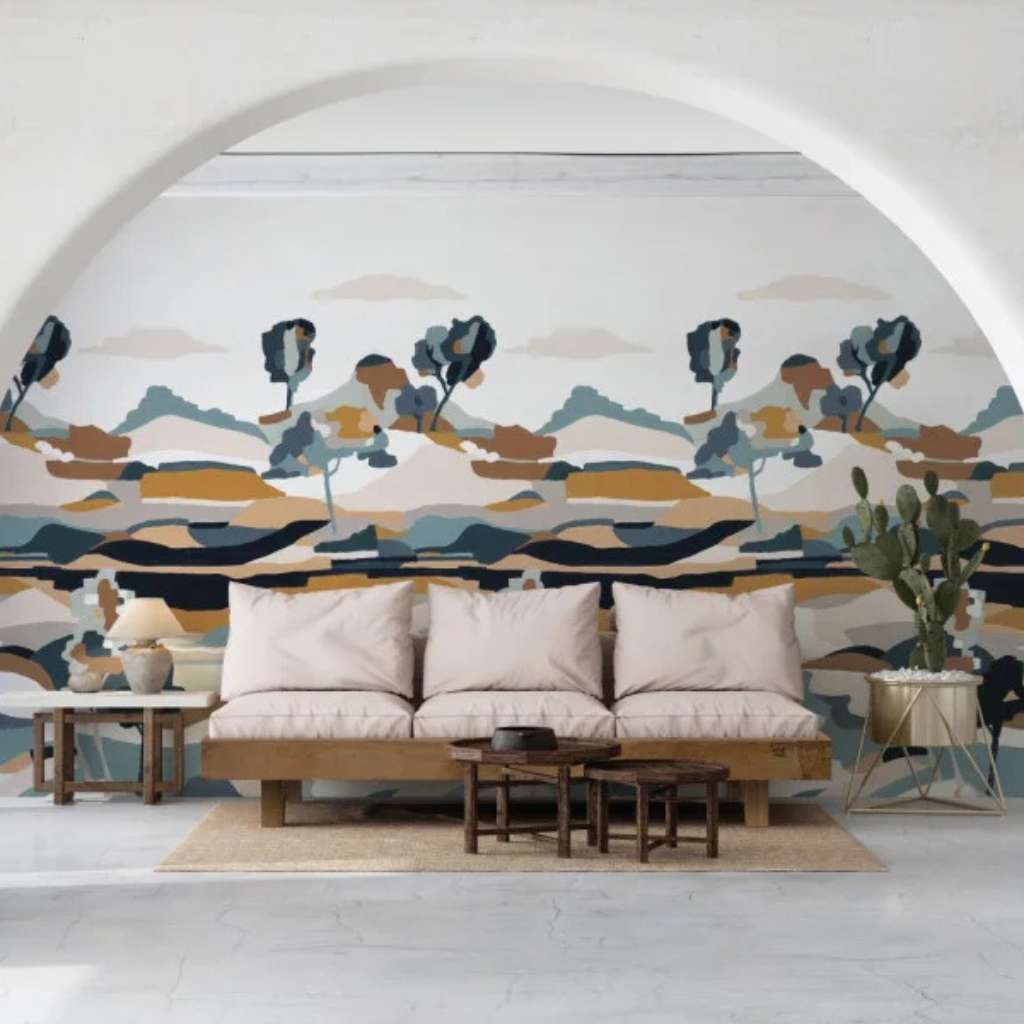 CASAMANCE botanical wall mural bringing nature’s elegance to a luxury living room.