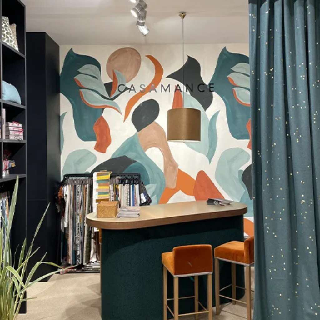 CASAMANCE vibrant and colorful wall art with artistic flair in a studio.