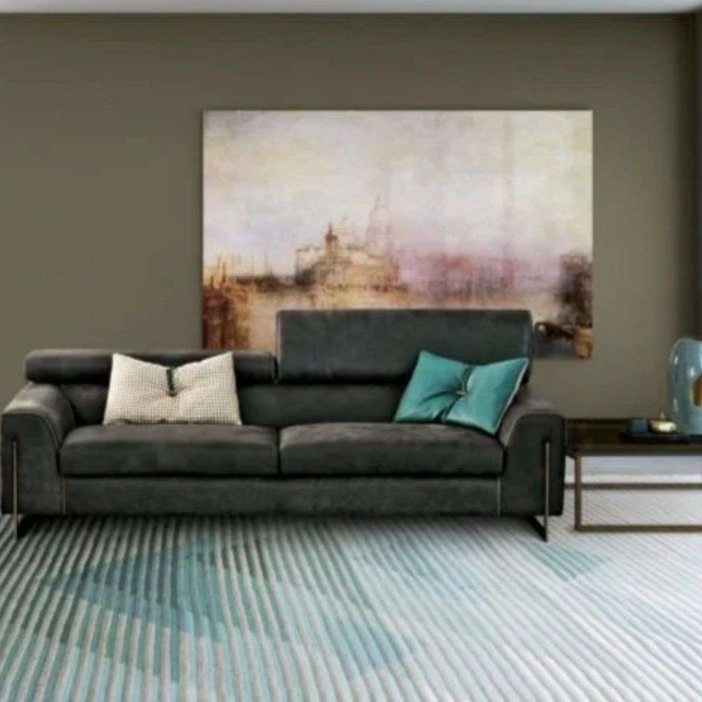 Jesse modern grey sofa with vibrant cushions