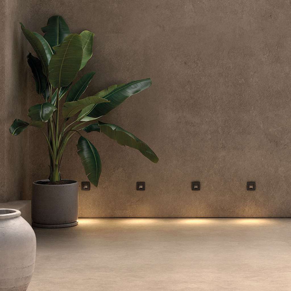 Luminari’s outdoor lighting illuminating modern minimalistic design.
