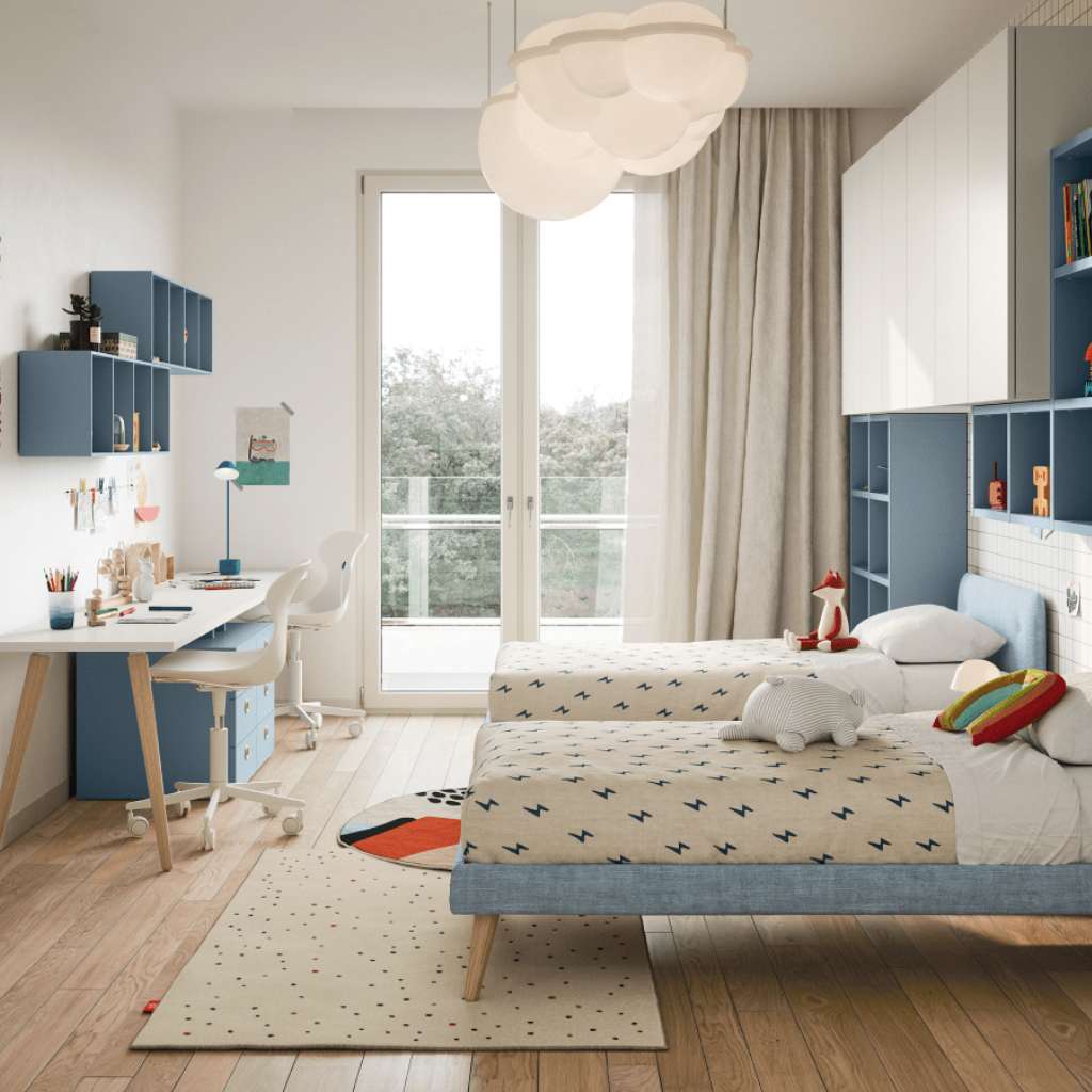 Nidi colorful kids' playroom with modern furniture and bright accents for a lively space.