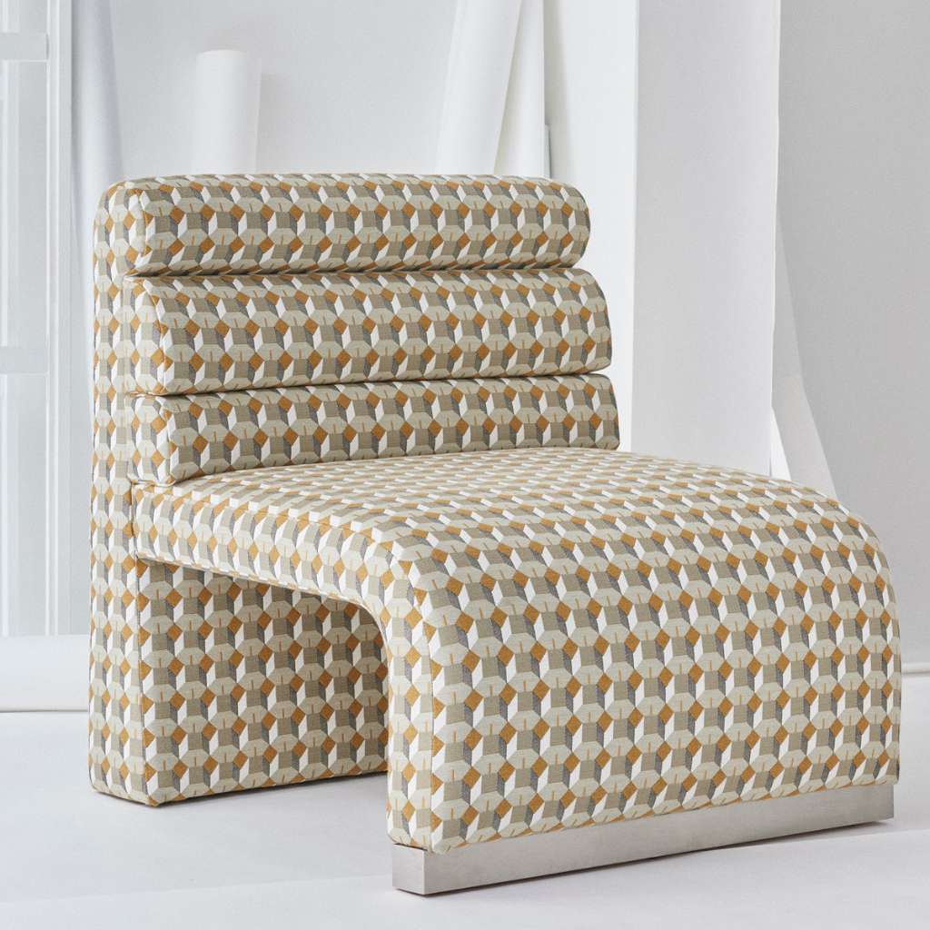 Nobilis chair with a geometric fabric pattern, offering a contemporary and stylish look.