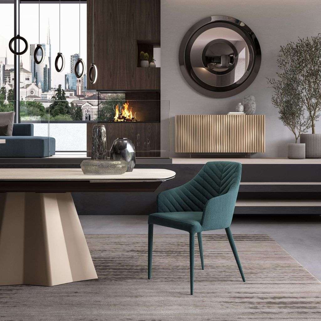 Ozzio Italia dining area featuring sleek furniture, modern design, and a cozy atmosphere