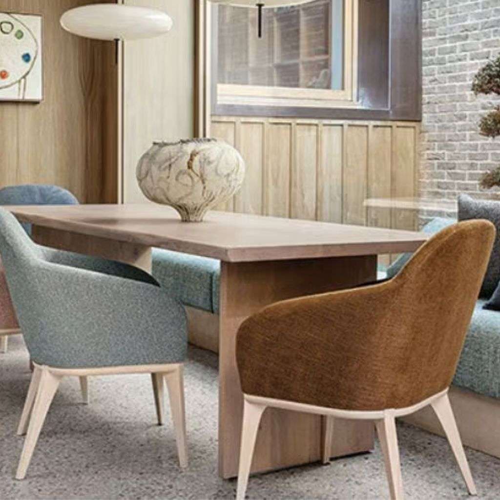 Romo cushions and contemporary chair bring color and style to the room.