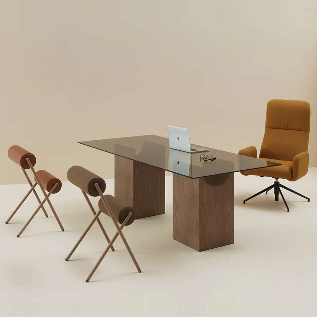 Sancal sleek office desk in stylish workspace with glass top.