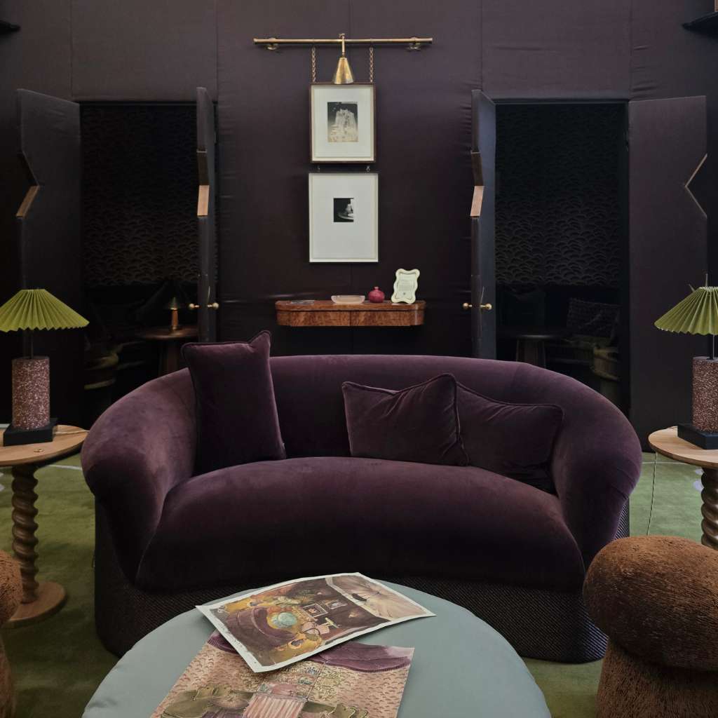 WOW!house 2026 interior embracing rich textures with deep plum sofa, layered furnishings and dramatic colour palette