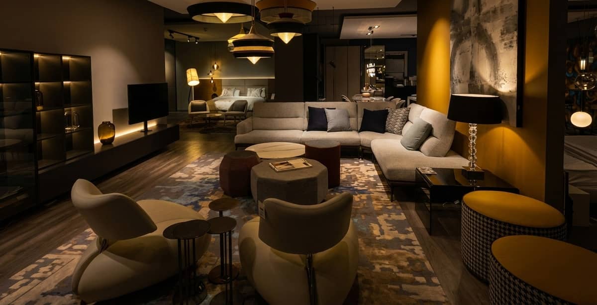 Contemporary living room featuring minimalist design and stylish furniture.