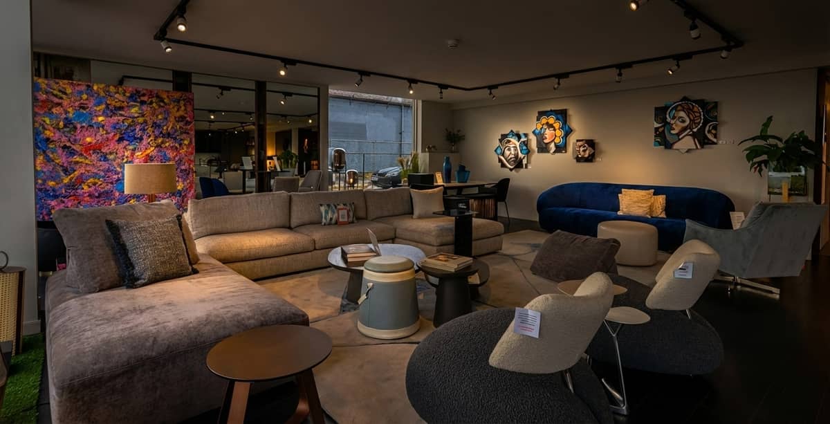 FCI London showroom displaying a variety of high-end modern furniture piece
