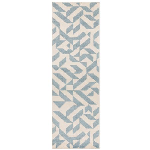 Muse Mu03 Blue Shapes Runner Rug by Attic Rugs