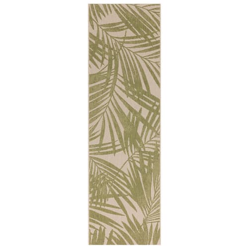Patio Pat15 Green Palm Runner Rug by Attic Rugs