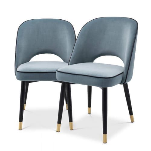 Cliff Set Of 2 Savona Blue Velvet Dining Chair by Eichholtz