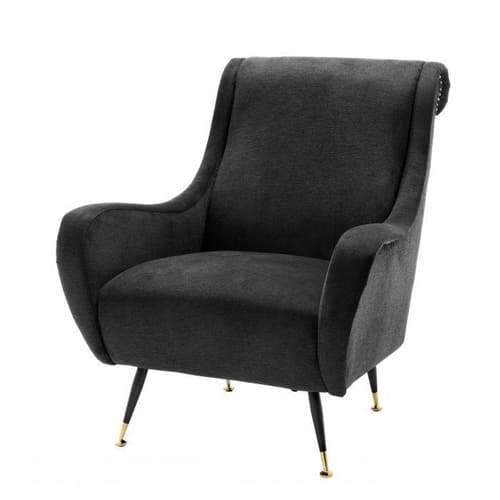 Giardino Black Velvet Armchair by Eichholtz