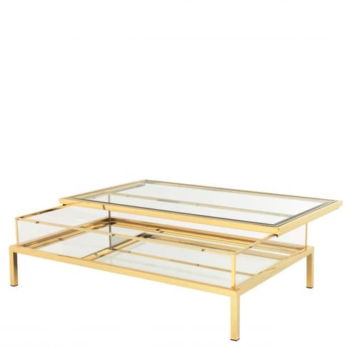 Harvey Rectangular Gold Finish Coffee Table by Eichholtz