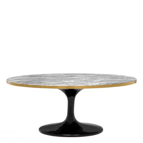 Parme Oval Grey Faux Marble Coffee Table by Eichholtz