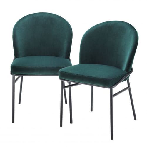 Willis Set Of 2 Dark Green Velvet Dining Chair by Eichholtz