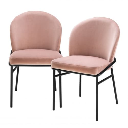 Willis Set Of 2 Nude Velvet Dining Chair by Eichholtz