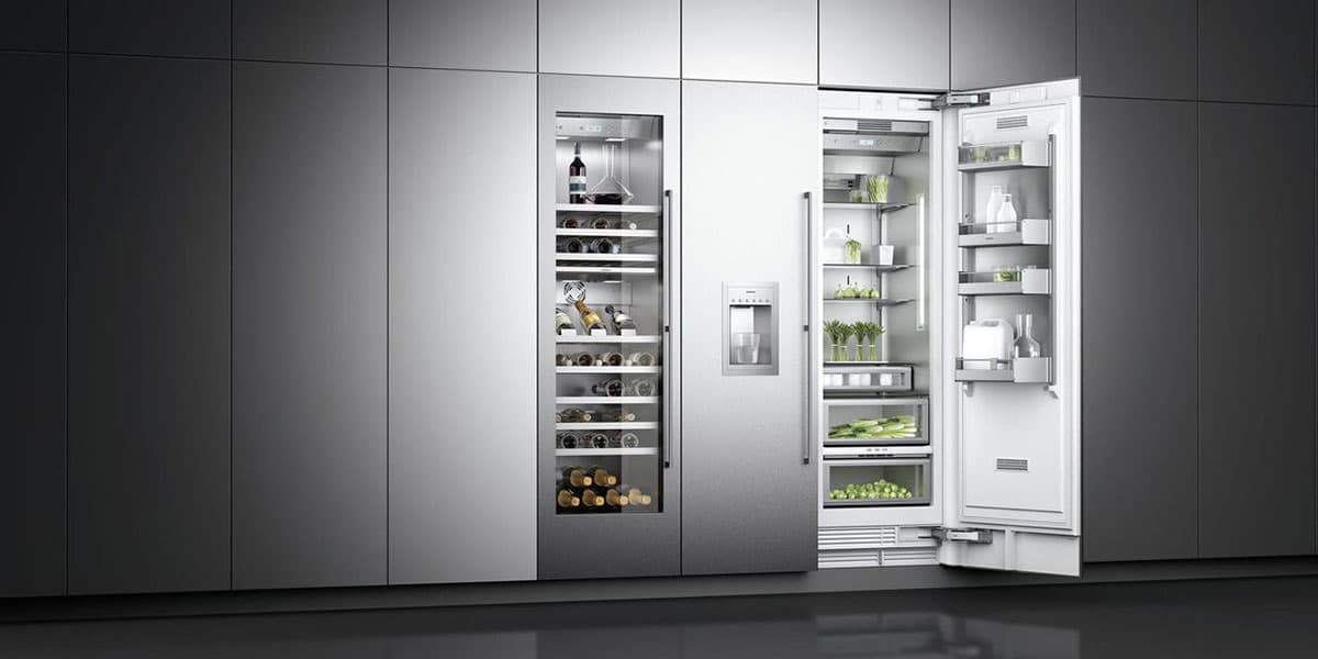 gaggenau double door fridge and integrated wine cabinet