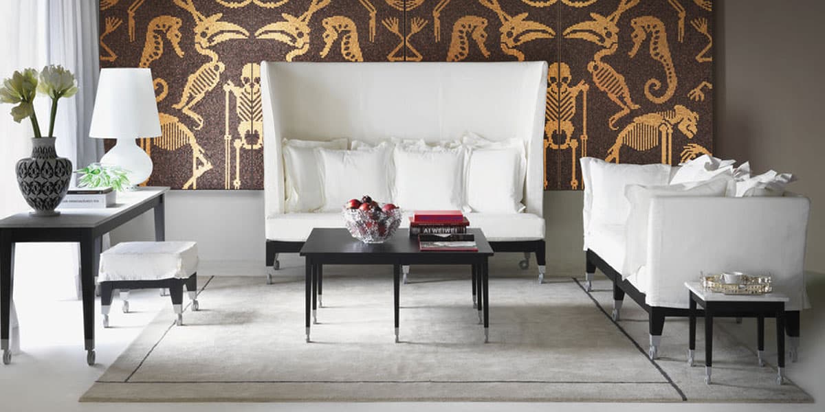 FCI London curved statement sofa; soft radius form elevates a modern living room.