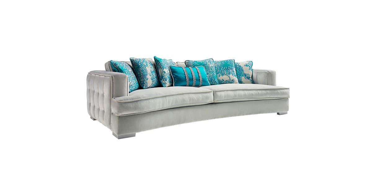 FCI London modular statement sofa in neutral tones; generous scale and refined lines.