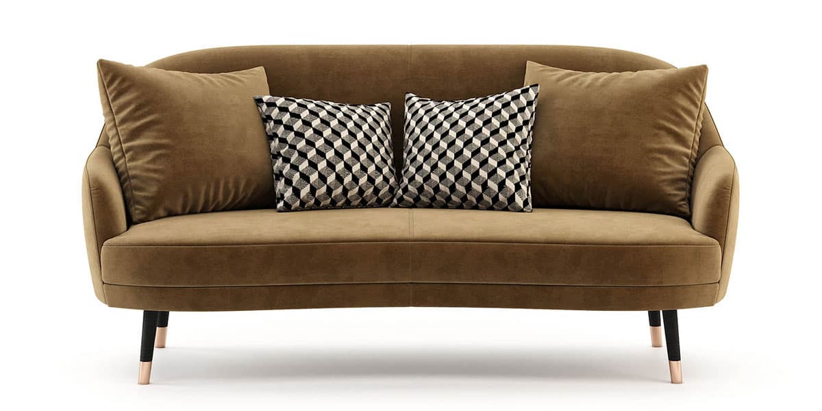FCI London low-profile statement sofa; slim arms, deep seats, architectural poise.