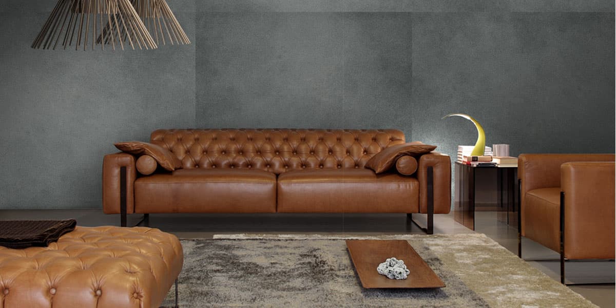 FCI London favourite Naustro Italia modular sofa with chaise and generous cushions.