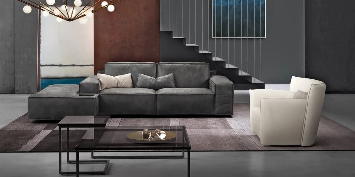 FCI London luxury Sacai sofa: deep seats, modern silhouette and Italian-inspired craftsmanship.