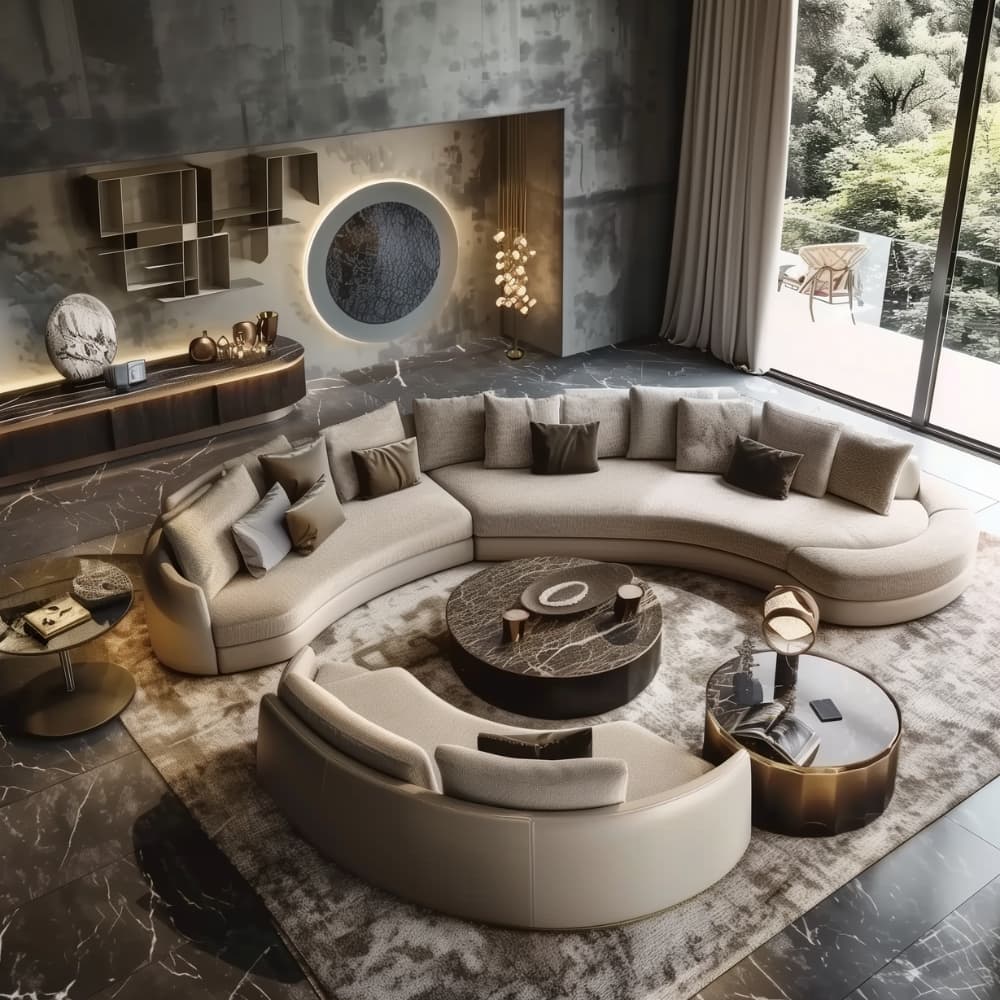 Curved Modular Sofas in Modern Set