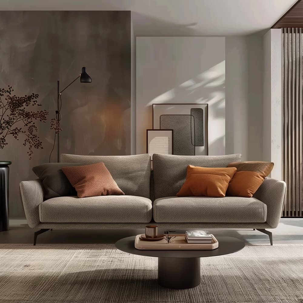 Grey ex-display fixed seat sofas set