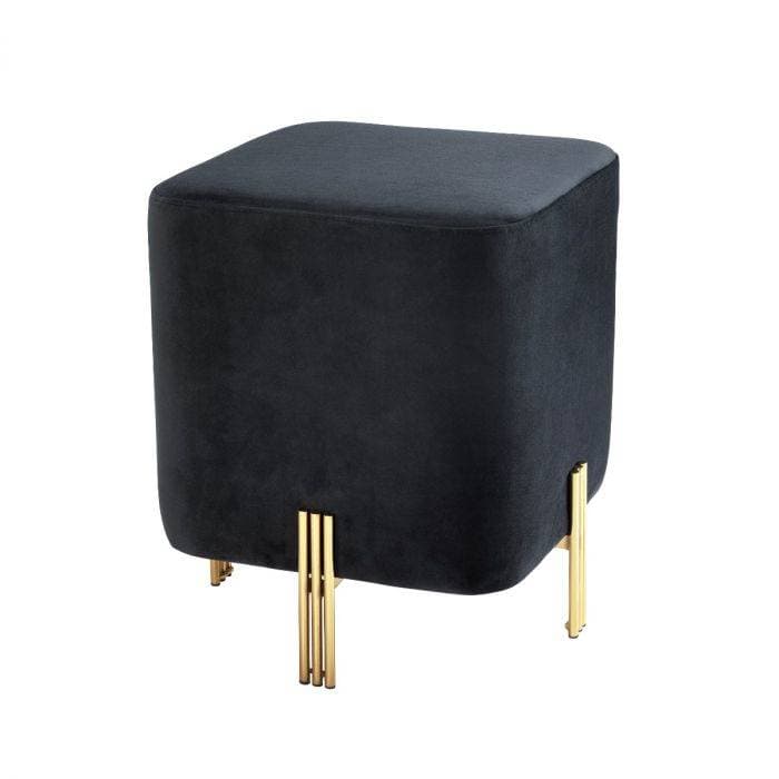 Burnett Black Velvet Footstool
