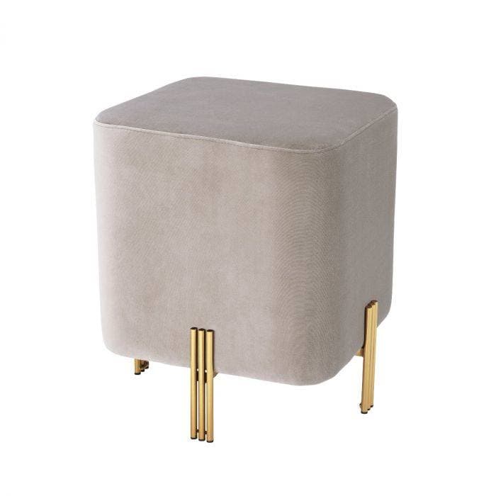 Burnett Greige Velvet Footstool