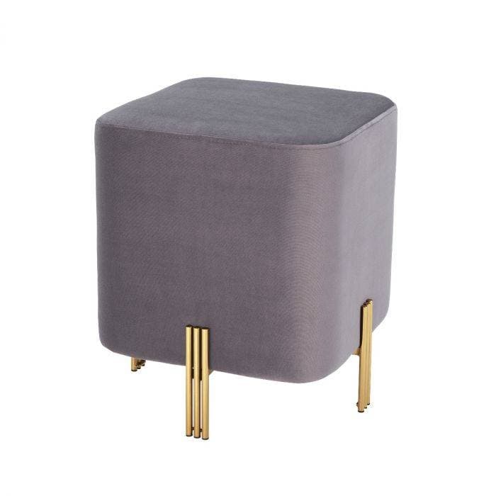 Burnett Grey Velvet Footstool