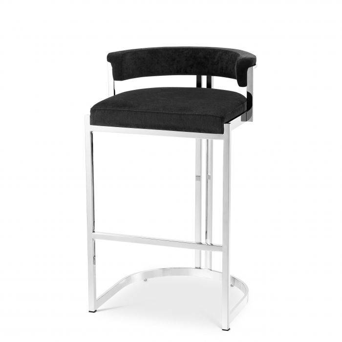 Dante Black Velvet Bar Stool