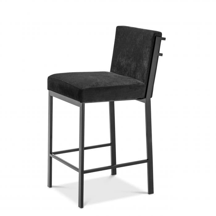 Scott Bronze Finish Black Velvet Bar Stool