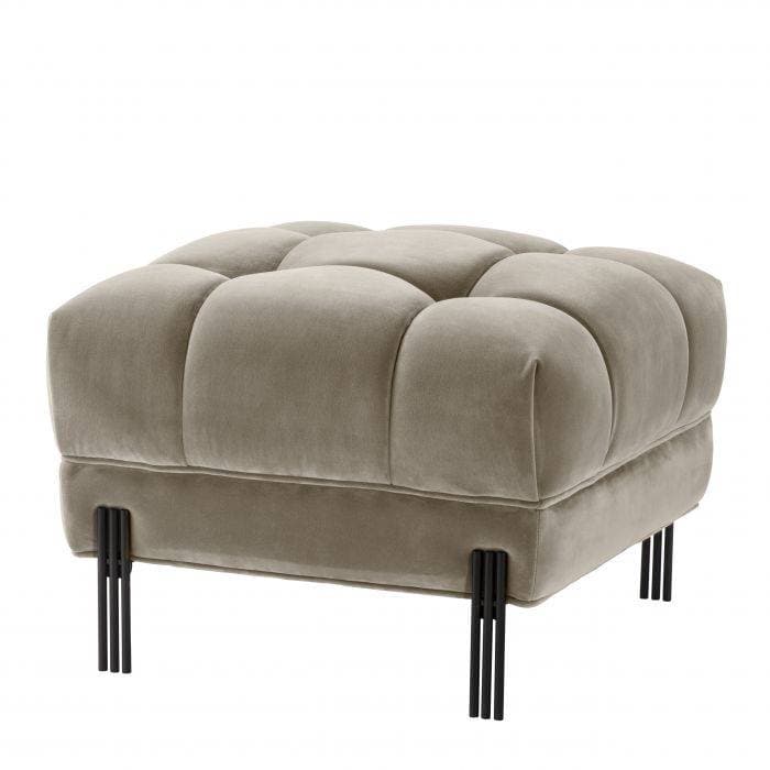 Sienna Greige Velvet Footstool