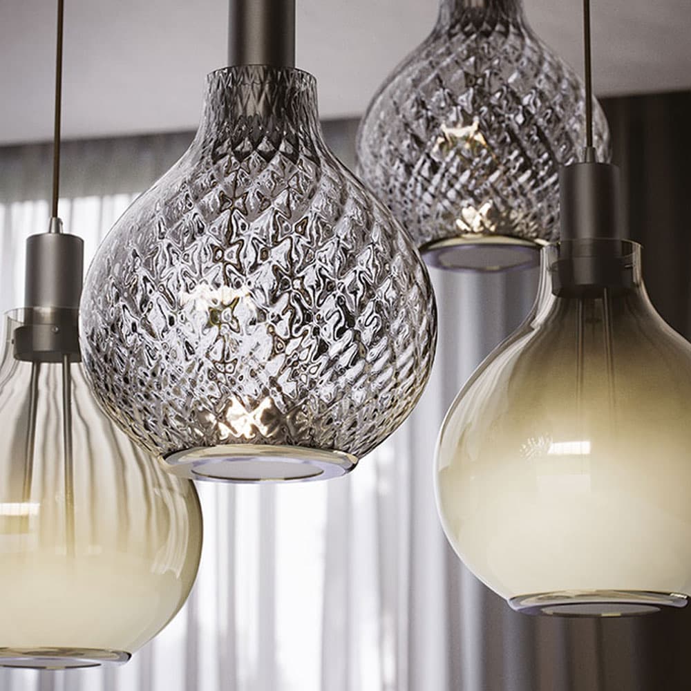 Close-up of Aladdin pendant lamp's glass design by Cattelan Italia, FCI London